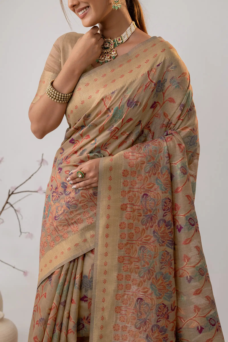 Radha Cotton Beige Saree