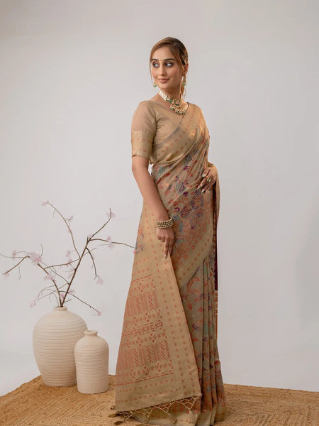Radha Cotton Beige Saree