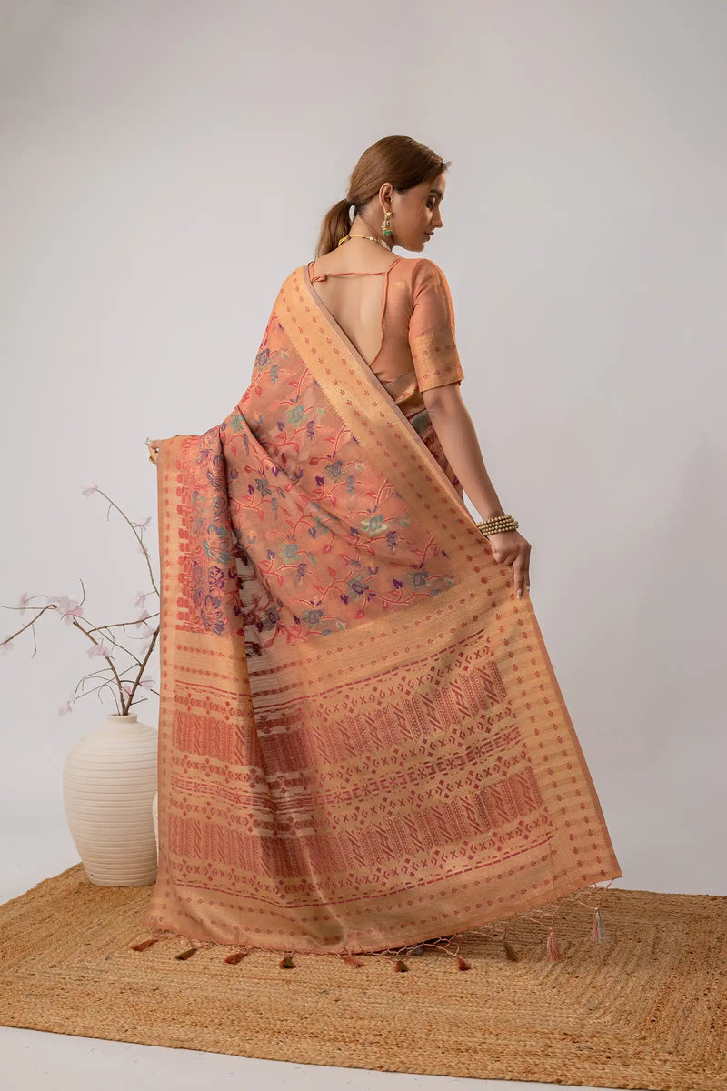 Radha Cotton Peach Saree