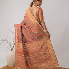 Radha Cotton Peach Saree