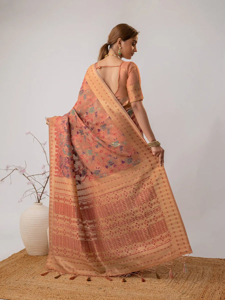 Radha Cotton Peach Saree