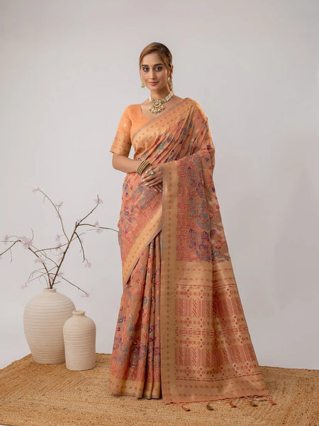 Radha Cotton Peach Saree