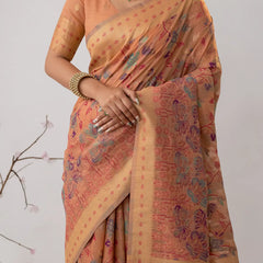 Radha Cotton Peach Saree