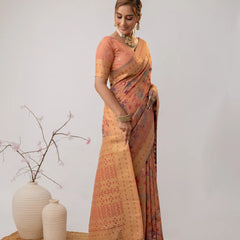 Radha Cotton Peach Saree