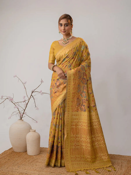 Radha Cotton Yellow Saree