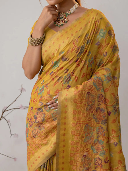 Radha Cotton Yellow Saree
