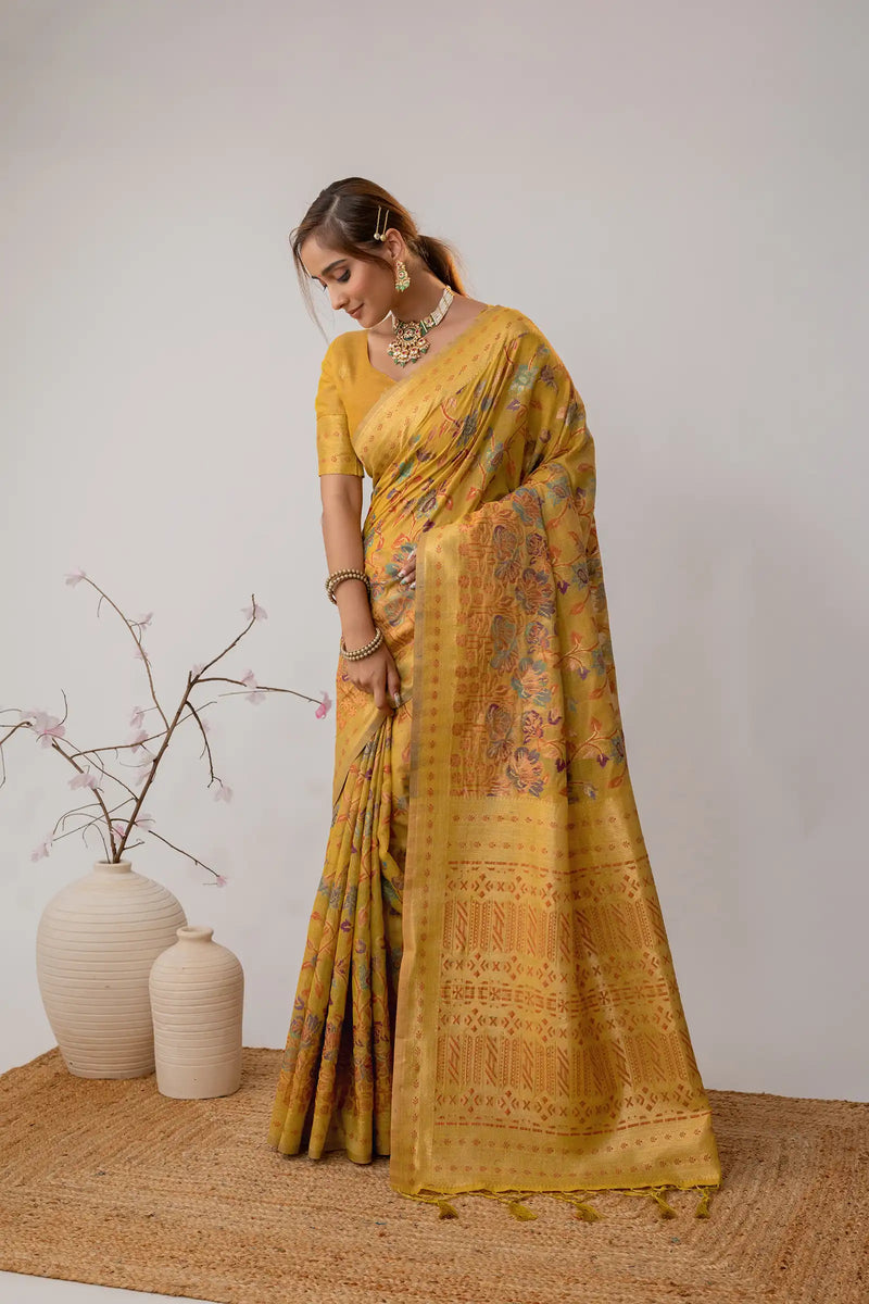 Radha Cotton Yellow Saree