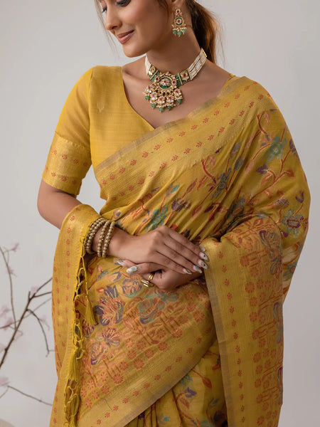 Radha Cotton Yellow Saree
