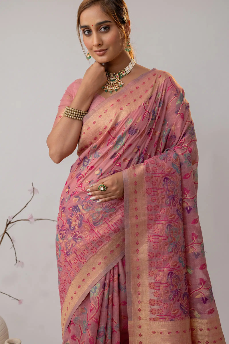 Radha Cotton Pink Saree