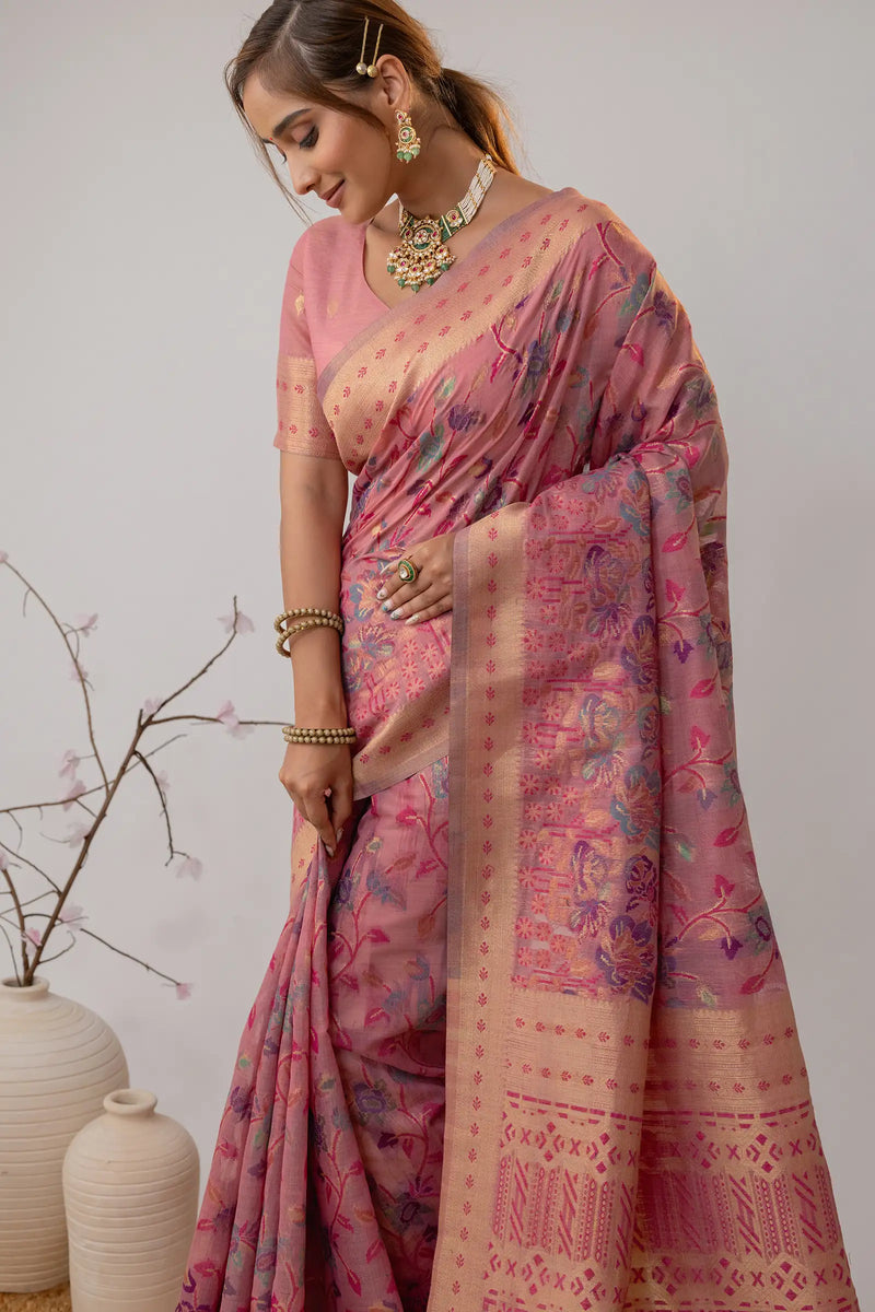 Radha Cotton Pink Saree