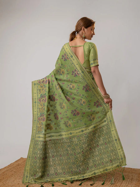 Mira Cotton Green Saree