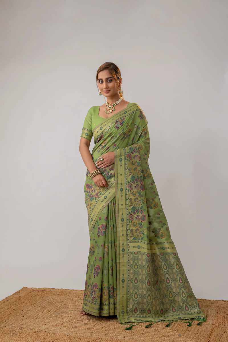 Mira Cotton Green Saree