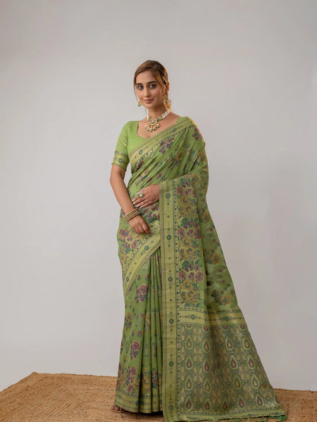 Mira Cotton Green Saree