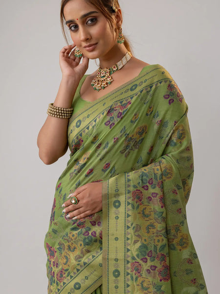 Mira Cotton Green Saree