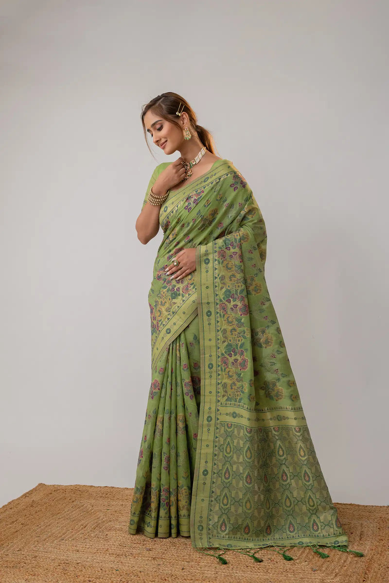 Mira Cotton Green Saree