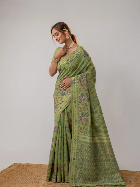 Mira Cotton Green Saree
