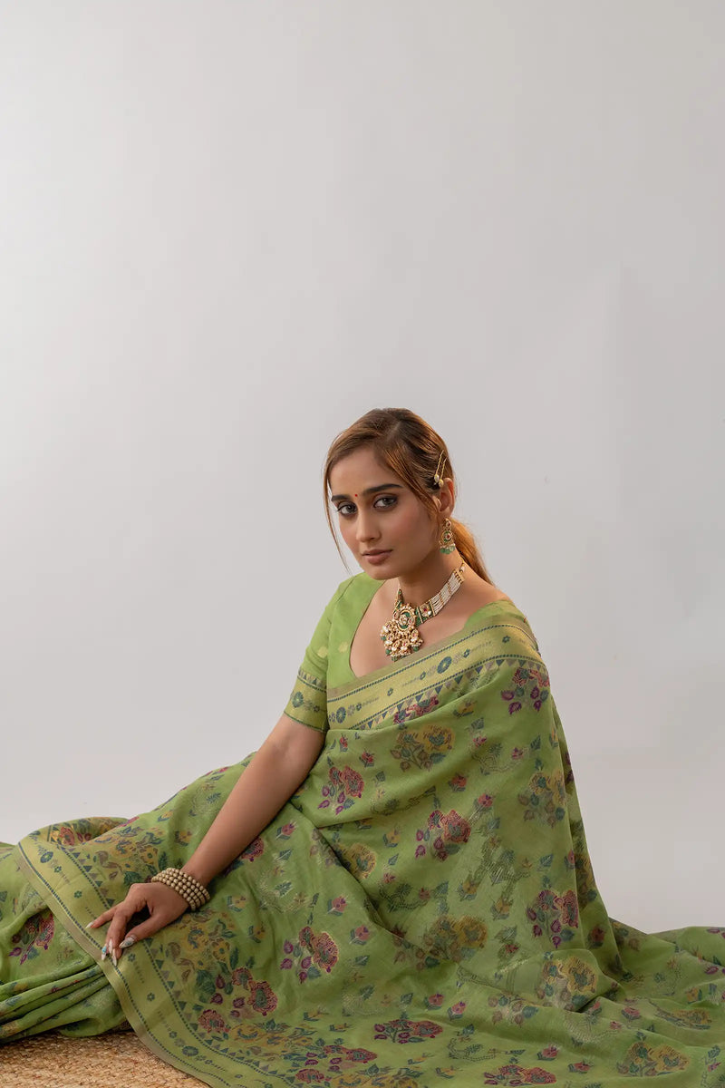 Mira Cotton Green Saree