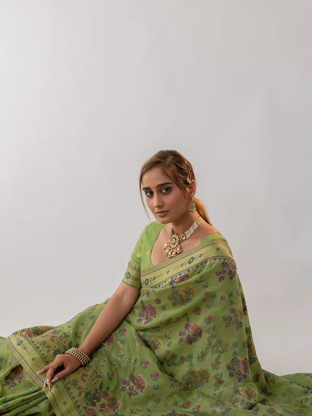 Mira Cotton Green Saree