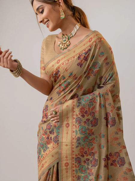 Mira Cotton Beige Saree