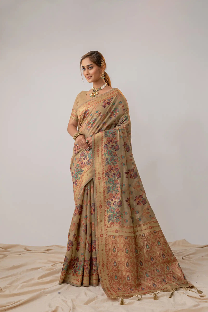 Mira Cotton Beige Saree