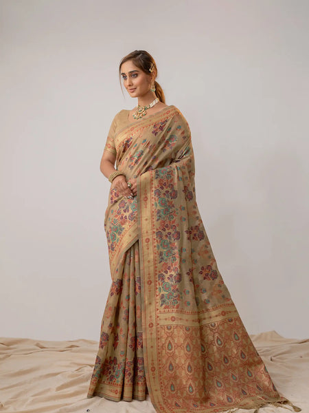 Mira Cotton Beige Saree