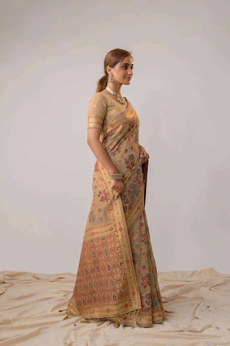Mira Cotton Beige Saree
