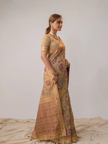 Mira Cotton Beige Saree