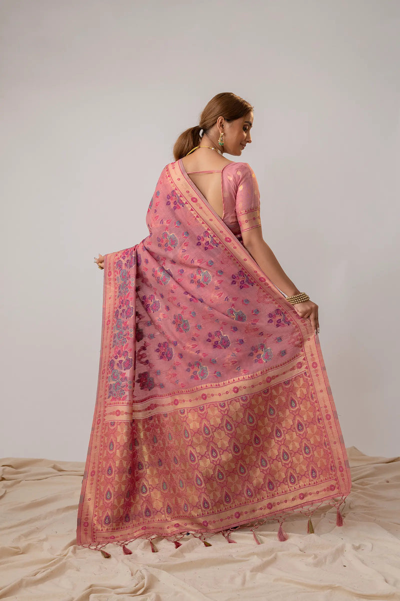 Mira Cotton Pink Saree