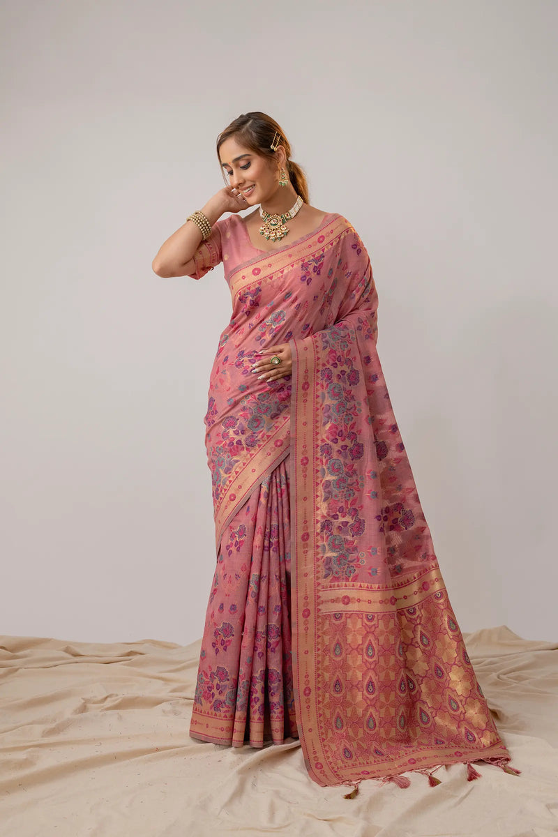 Mira Cotton Pink Saree
