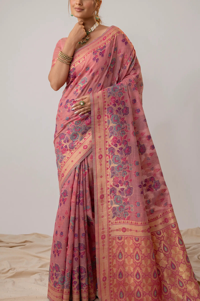 Mira Cotton Pink Saree