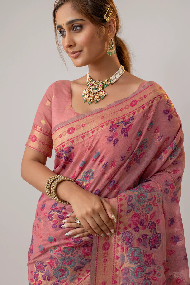 Mira Cotton Pink Saree