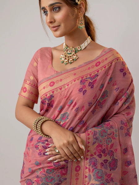 Mira Cotton Pink Saree