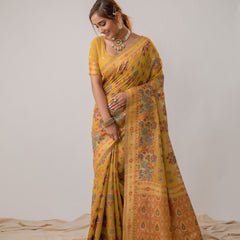Mira Cotton Yellow Saree