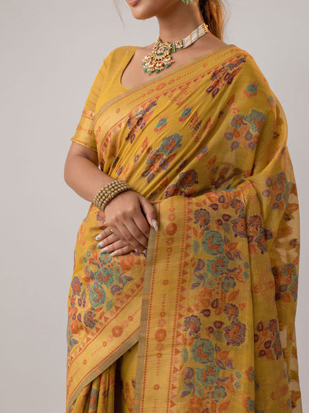 Mira Cotton Yellow Saree