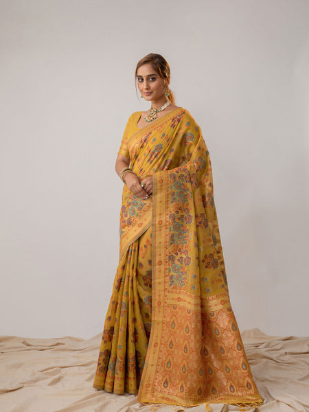 Mira Cotton Yellow Saree