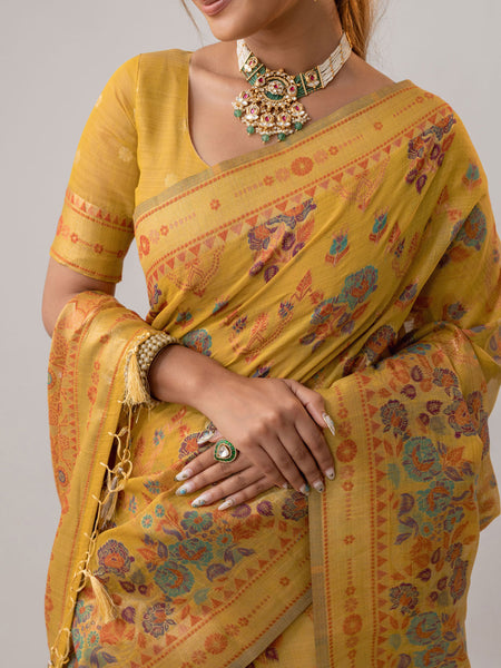 Mira Cotton Yellow Saree
