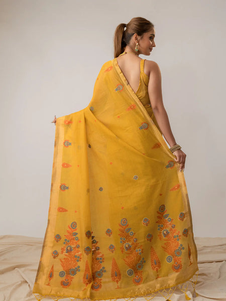 Kusum Yellow Saree