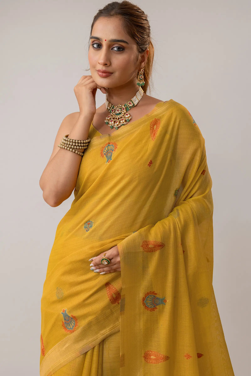 Kusum Yellow Saree
