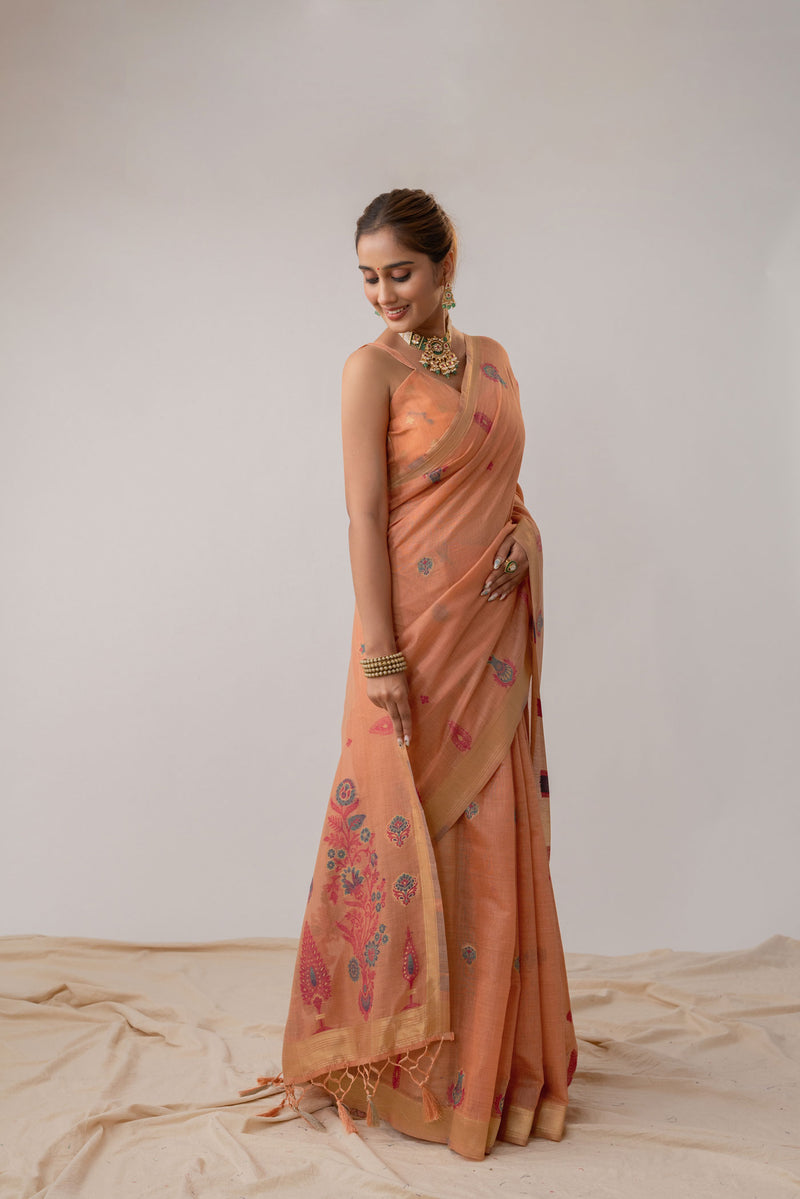 Kusum Peach Saree