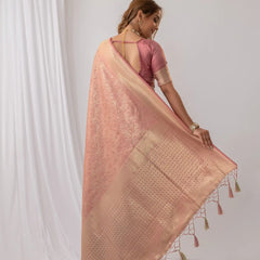 Gulmohar Pink Satin Saree