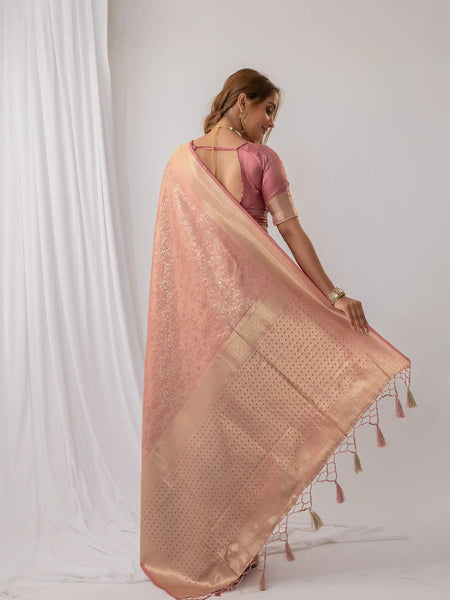 Gulmohar Pink Satin Saree