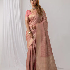 Gulmohar Pink Satin Saree
