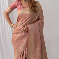 Gulmohar Pink Satin Saree