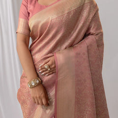 Gulmohar Pink Satin Saree