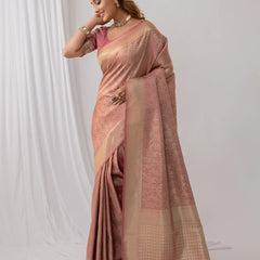 Gulmohar Pink Satin Saree