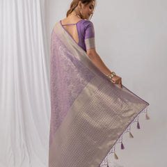 Gulmohar Purple Satin Saree