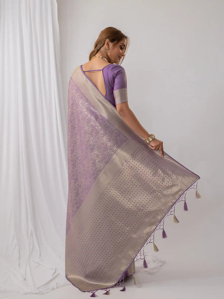 Gulmohar Purple Satin Saree