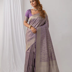 Gulmohar Purple Satin Saree