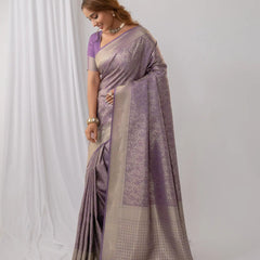 Gulmohar Purple Satin Saree