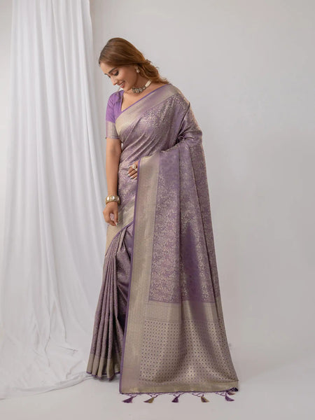 Gulmohar Purple Satin Saree